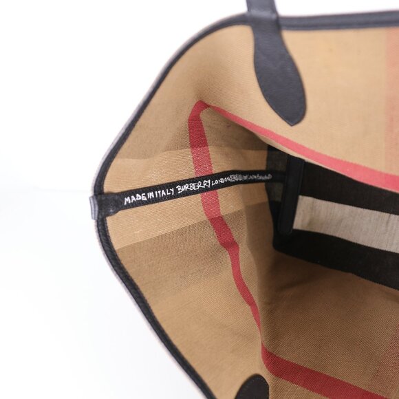 Burberry Doodle Shoulder Tote Bag Nova Check Pattern Print Coated Canvas Italy - Picture 8 of 9